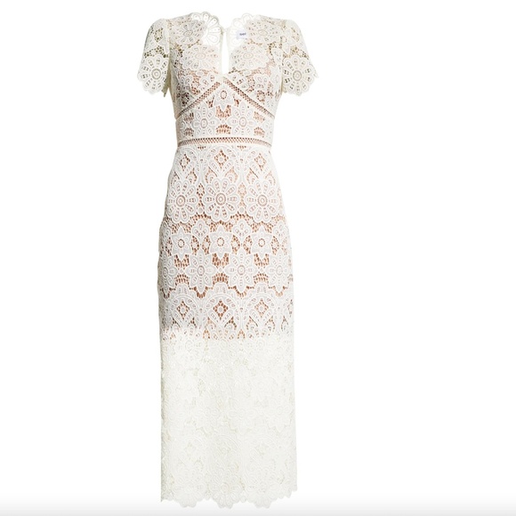 NWT $540 Self-Portrait Floral Guipure Midi Dress in Ivory - sizes 2 and 10! - Picture 3 of 7